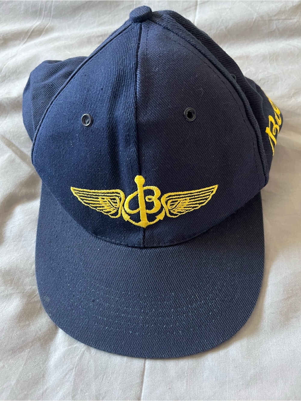Breitling Navy Cap with Yellow Winged Emblem, vintage, NWOT